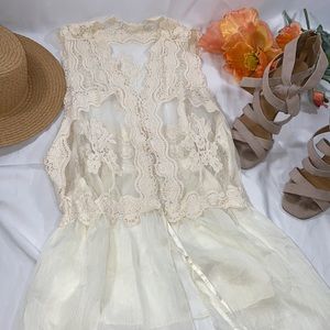 ❤️Lace cream cardigan robe intimates boho one size